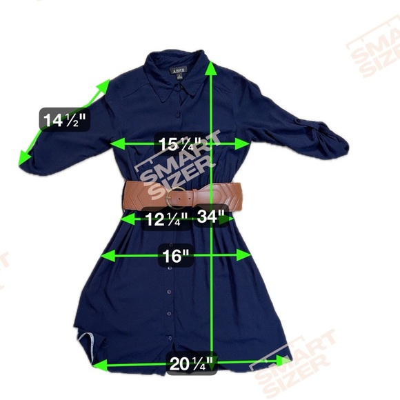 Ladies A. Byer Navy Belted Shirt Dress Size Small - Picture 5 of 6